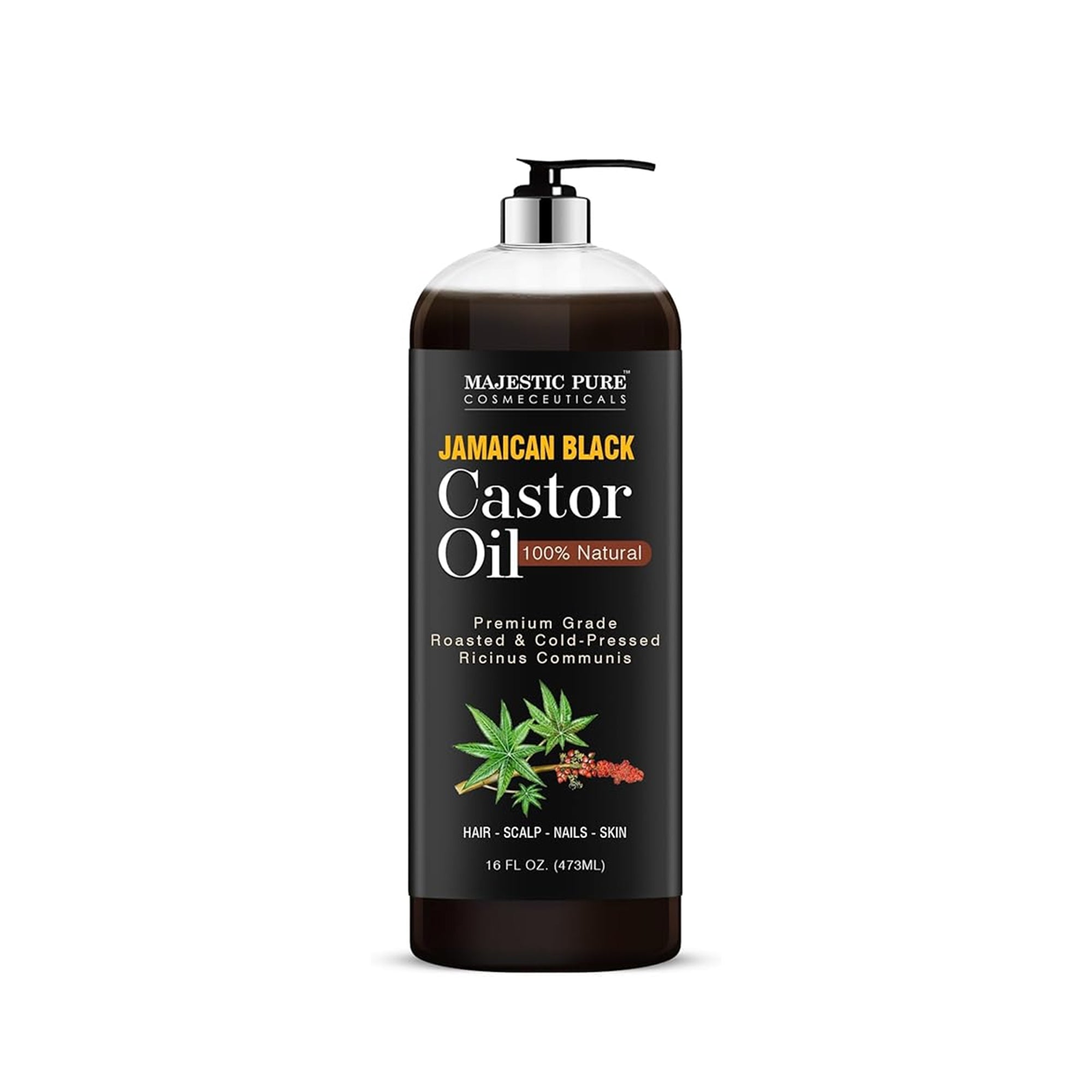 Majestic Pure Jamaican Black Castor Oil – Hair Growth & Skin Care Oil, 437 ml