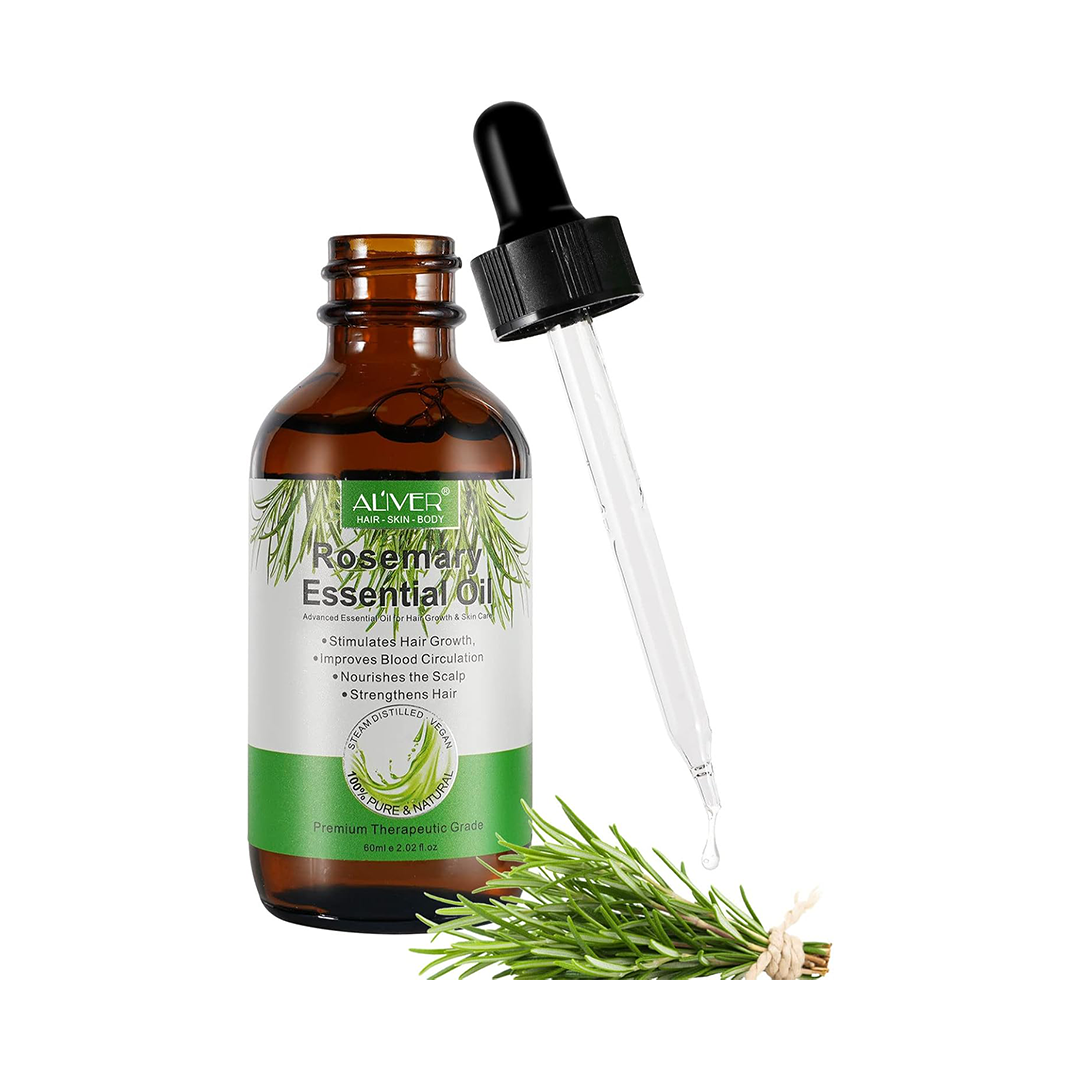 ALIVER Rosemary Essential Oil 60ml with Scalp Massage Comb for Hair Growth Strengthening and Nourishing Scalp Care