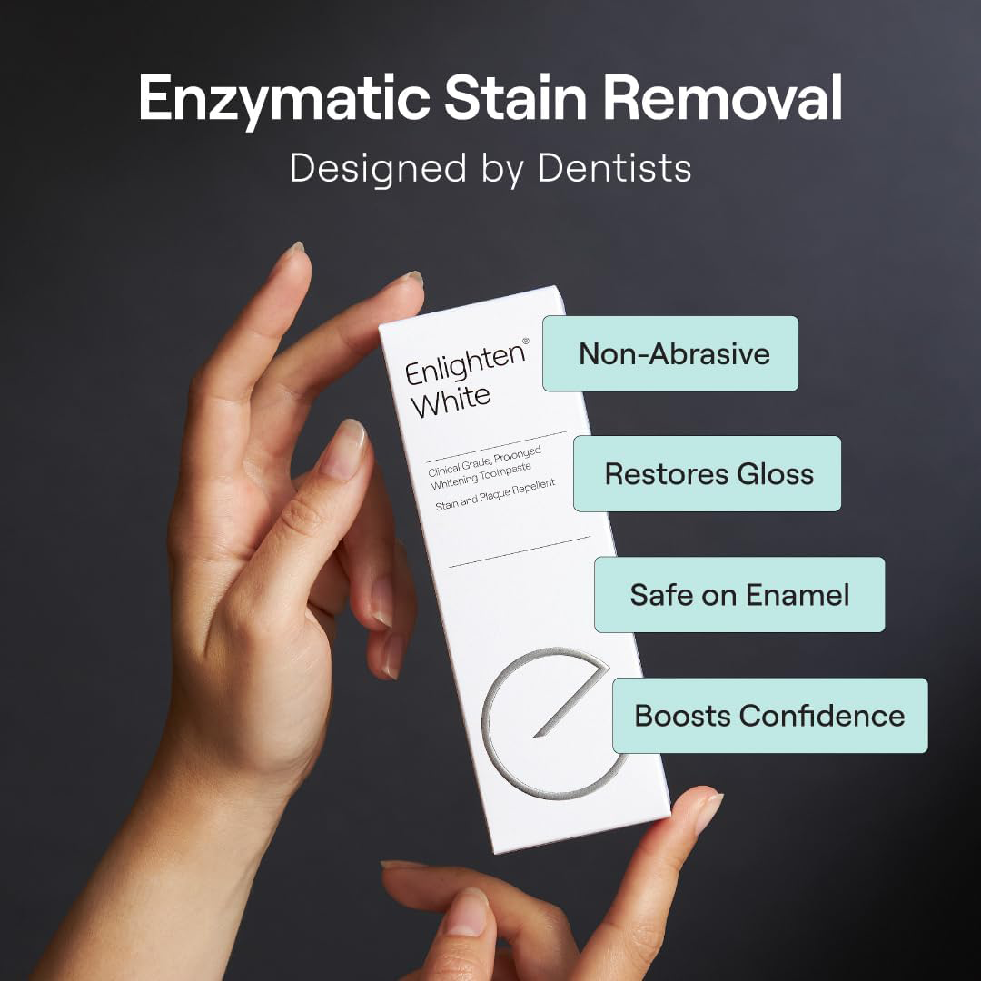 Enlighten White Teeth Whitening Toothpaste (75ml) The "Evo-White" Stain Removal Professional