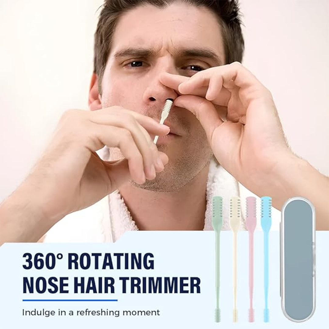 2-in-1 Nasal Hair Cutter ƒ?? 360?ø Rotating Nose & Ear Trimmer with Double-Sided Blade, 3PCS Beige