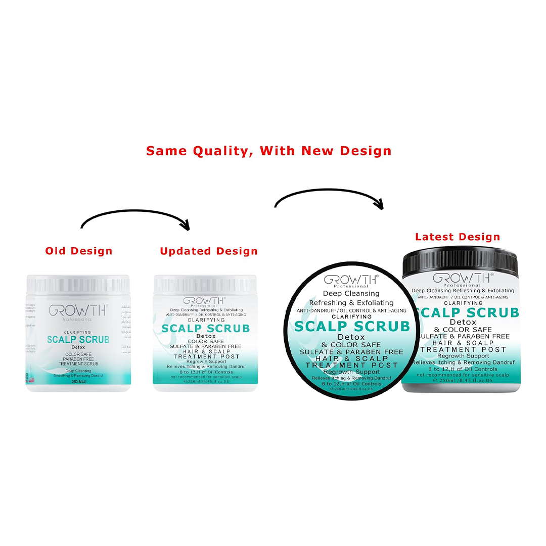 Growth Professional Detox Hair & Scalp Scrub 250ml Anti Dandruff Oil Control Deep Cleansing Scalp Treatment for Hair Regrowth Support
