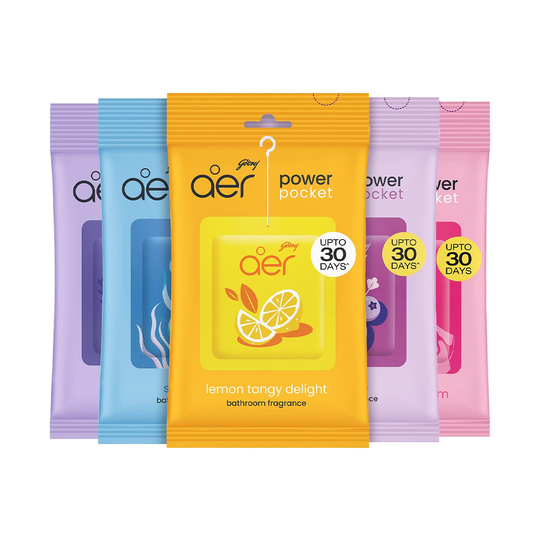 Godrej aer Power Pocket Air Freshener Bathroom & Toilet Fragrance (Pack of 5)
