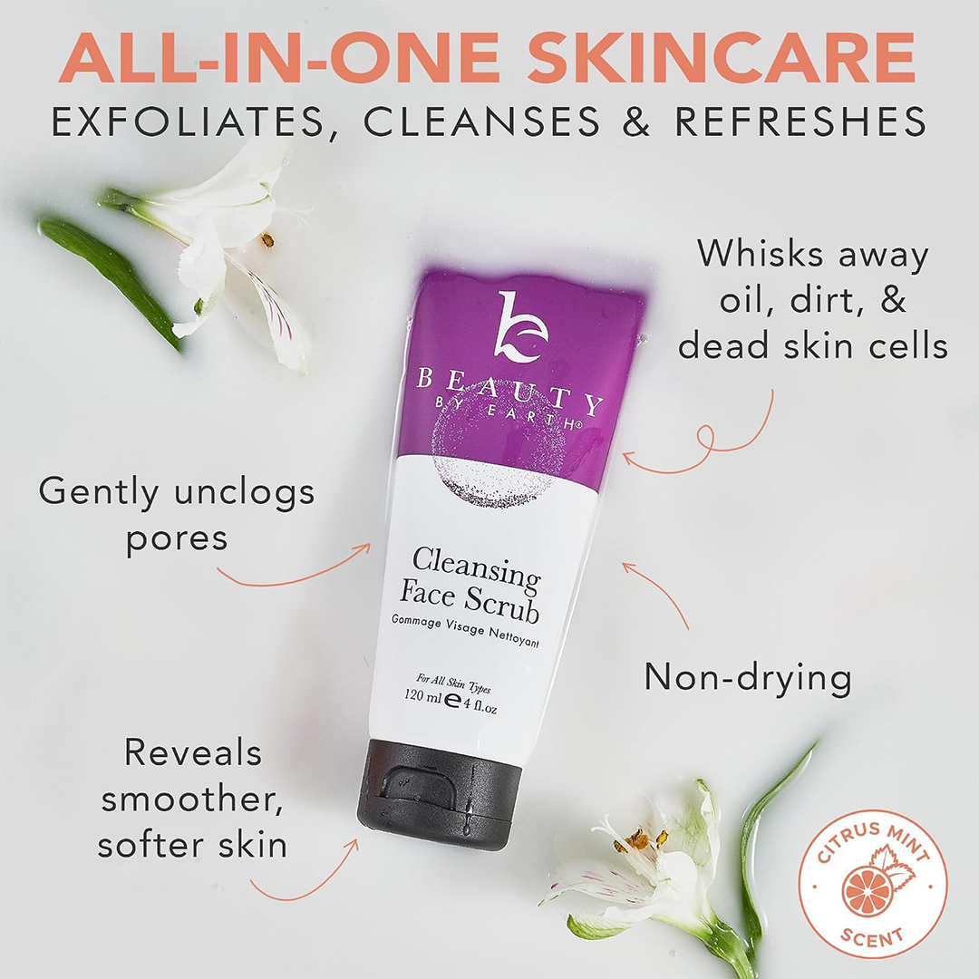 Gentle Exfoliating Face Scrub & Face Wash Natural & Organic Cleansing Exfoliator