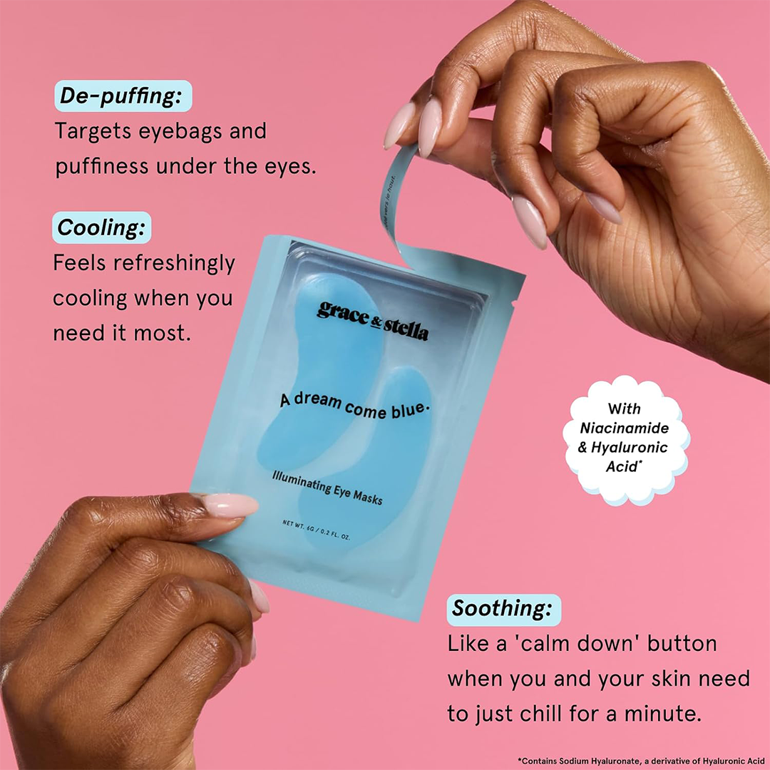 grace & stella Under Eye Mask Dark Circles, Puffiness & Wrinkle Gel Eye Patches