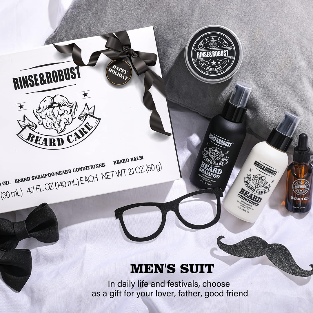 Gifts for Men BODY & EARTH 4pcs Skin Care Gifts Set Beard Wash & Beard Conditioner Set Gift For Men Beard Grooming Kit Shampoo and Oil,Gifts for Boyfriend Husband Father