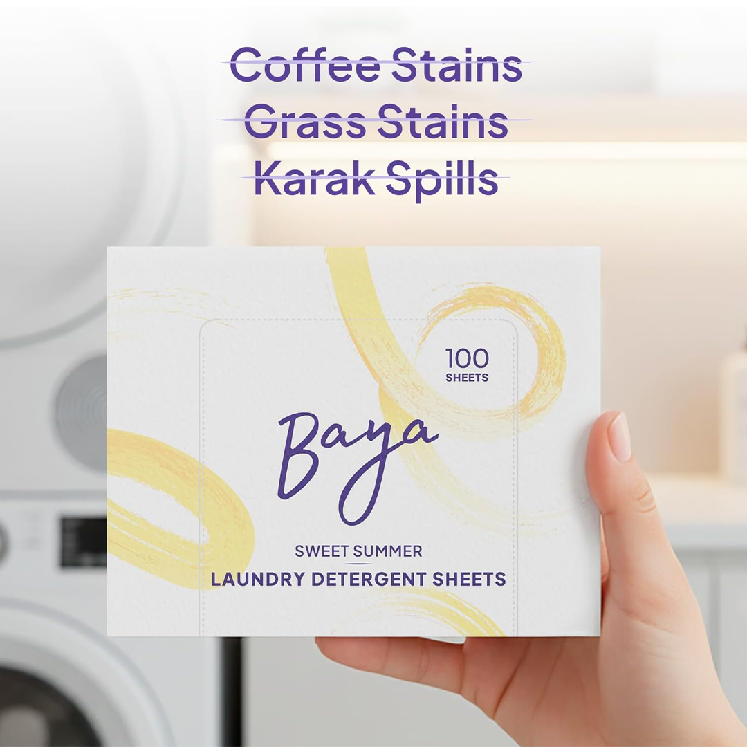 Baya Laundry Detergent Sheets Sweet Summer Scent 100 Sheets Eco Friendly Liquidless Laundry Soap for Stain and Odor Removal