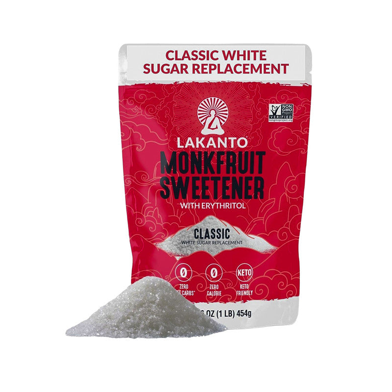 Lakanto Classic Monk Fruit Sweetener - White Sugar Substitute, Zero Calorie, Keto Diet Friendly, Zero Net Carbs, Zero Glycemic, Sugar Replacement (Classic White - 454gram)