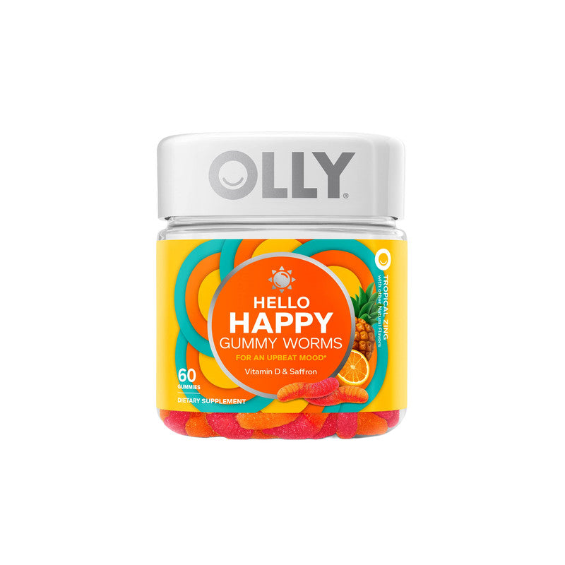 OLLY Hello Happy Mood Gummies with Vitamin D & Saffron Dietary Supplement 60 Gummies