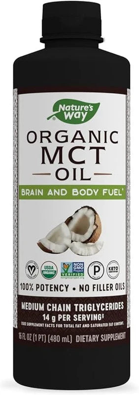 Natures Way Organic MCT Oil Brain and Body Fuel 480ml (16 fl oz)