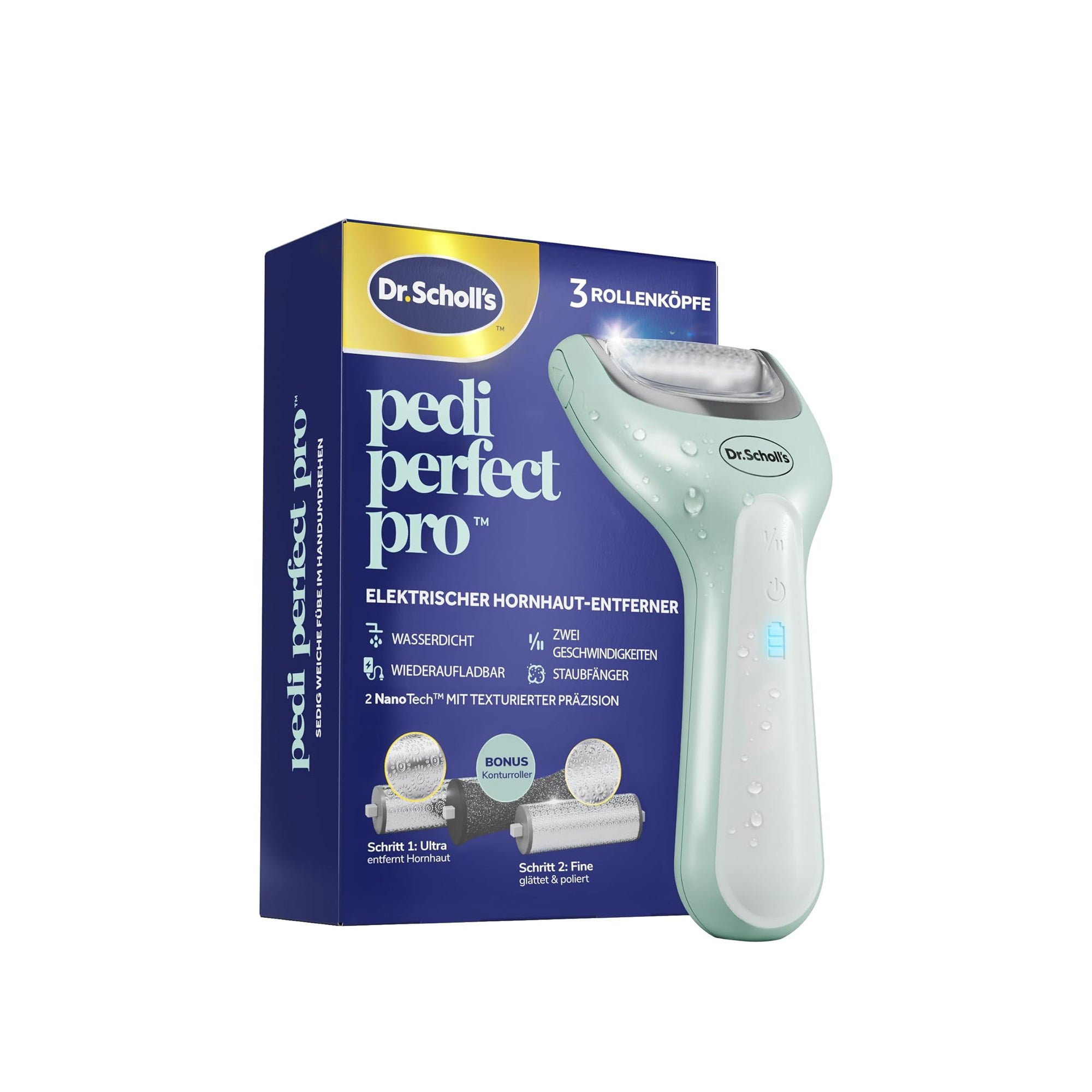 Dr. Scholls Pedi Perfect Pro Electric Callus Remover Waterproof Rechargeable Foot File