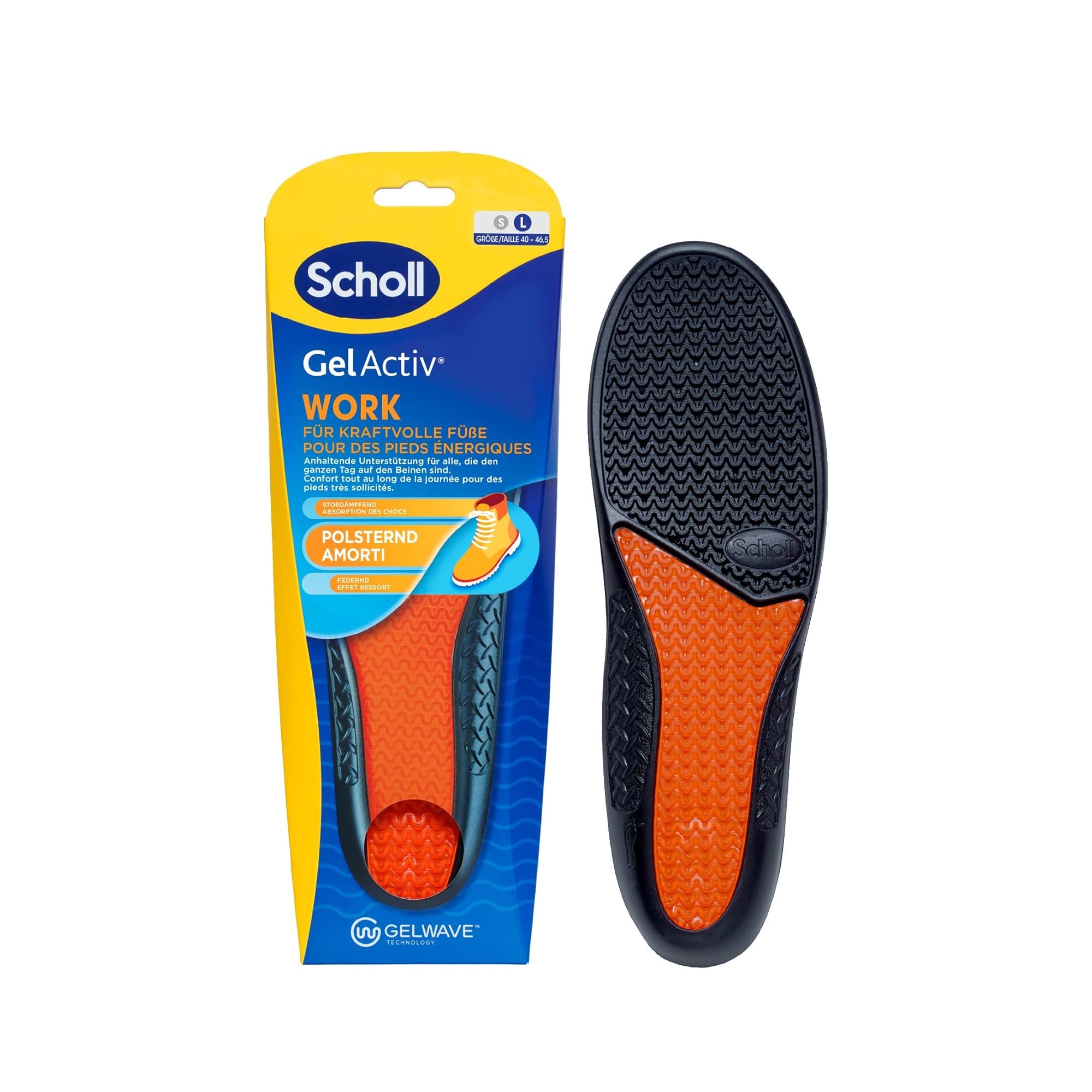 Scholl GelActiv Work Insoles for Men ƒ?? Shock Absorption & All-Day Work Comfort
