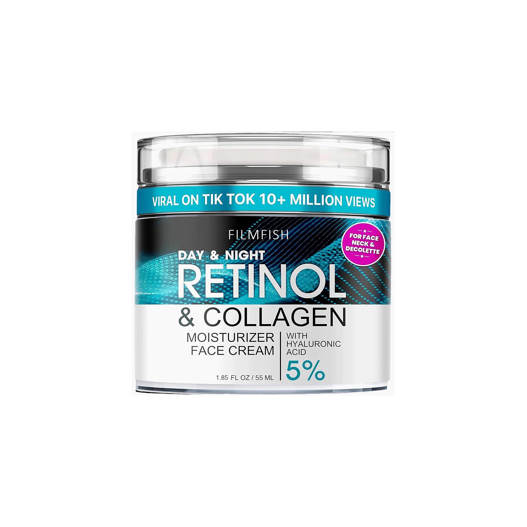 Day & Night Retinol Cream for Face - 55 ml丨1% Retinol, 2% Collagen, 5% Hyaluronic Acid丨Anti-Aging & Wrinkle Reduction, Deep Hydration & Enhanced Elasticity丨For Men & Women