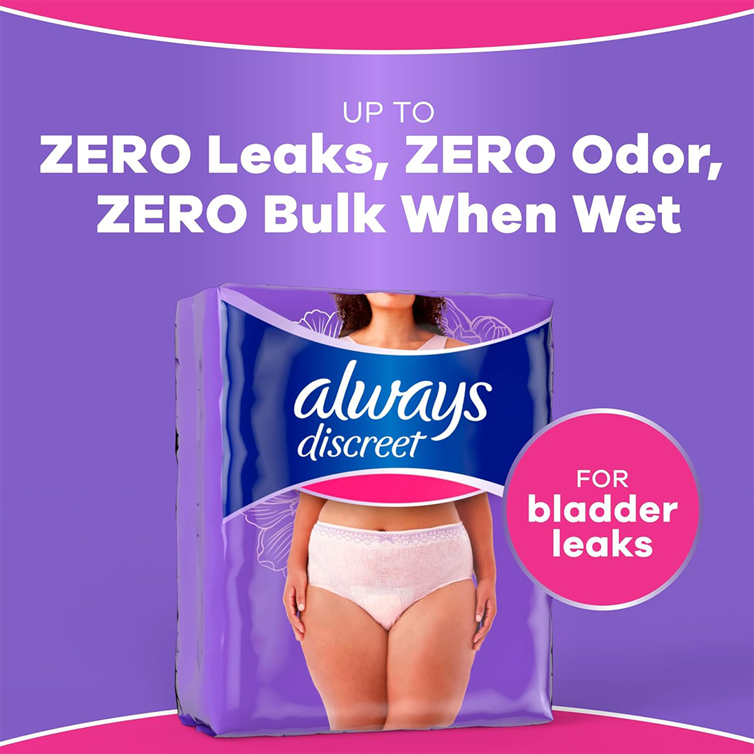 ملابس داخلية لسلس البول من Always Discreet - للنساء، مقاس XL، عدد 15