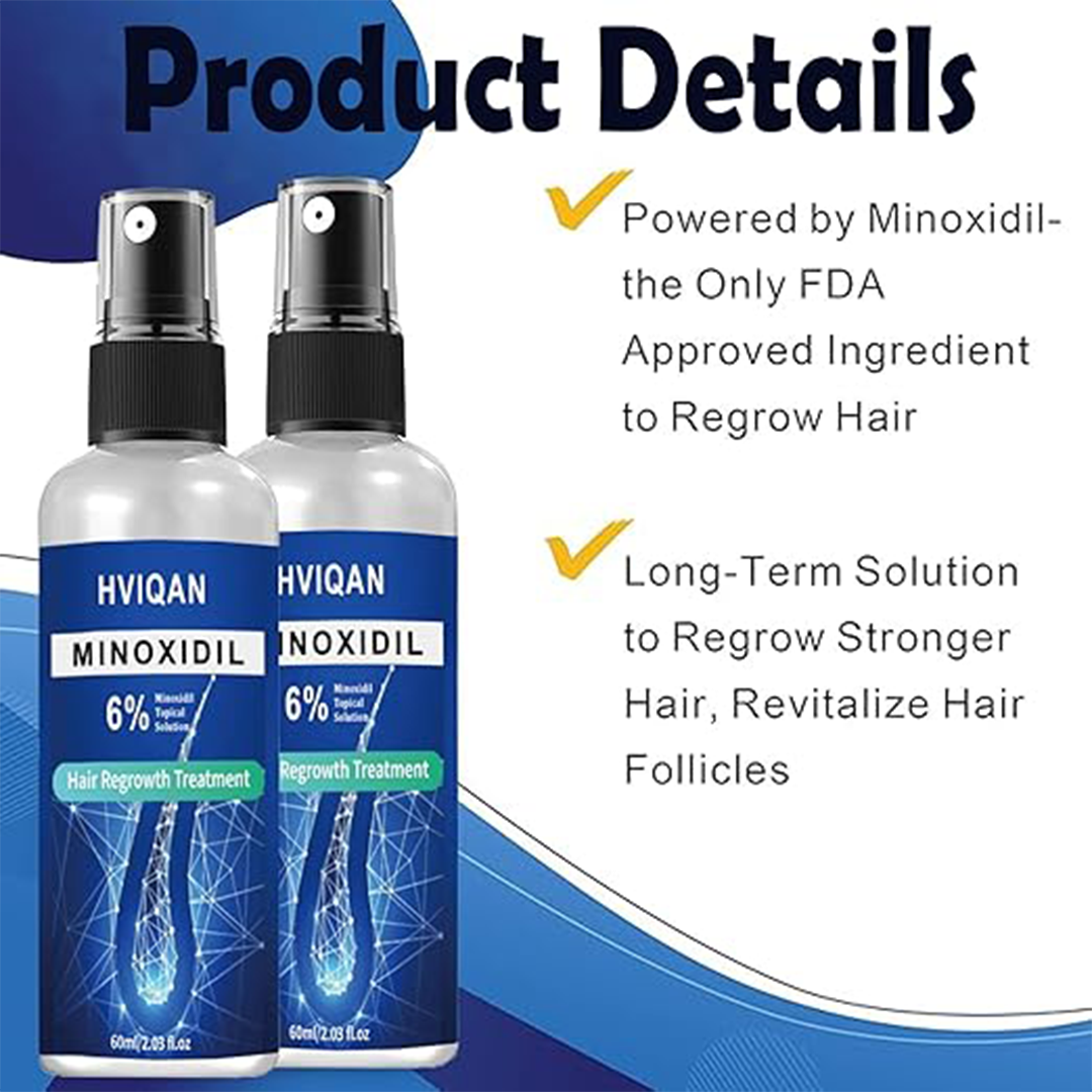 2-Pack 6% Minoxidil Hair & Beard Growth Spray (60ml)