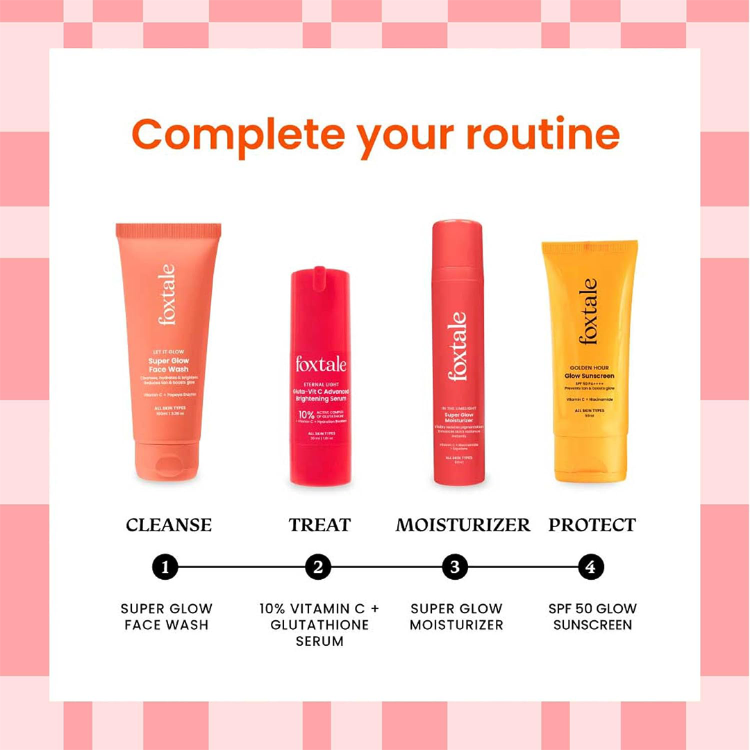 Foxtale Vitamin C Super Glow Moisturizer 50ml with Niacinamide & Peptides for Radiant Skin and Pigmentation Care