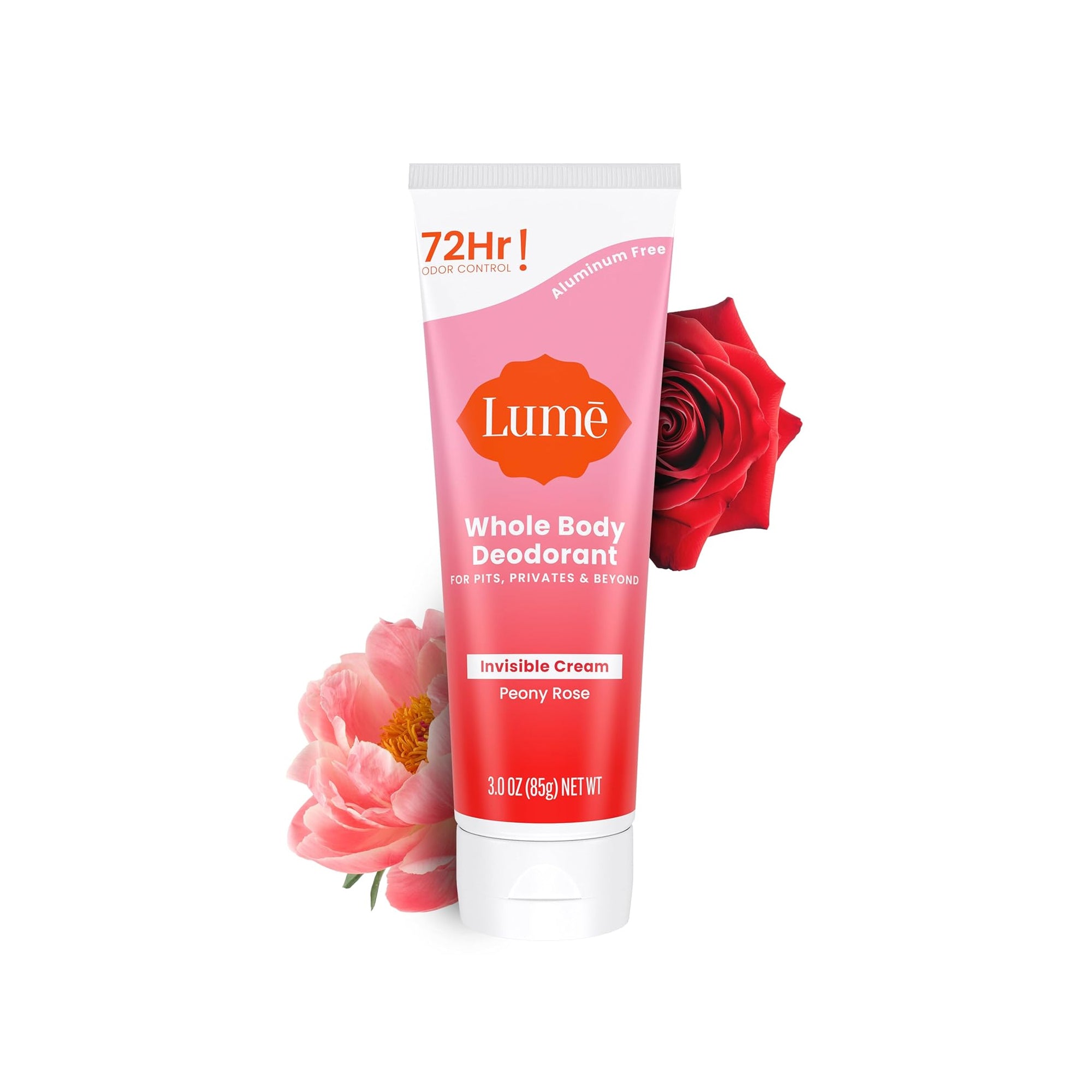 Lume Whole Body Deodorant Cream ƒ?? 72H Odor Control, Aluminum-Free (Peony Rose)