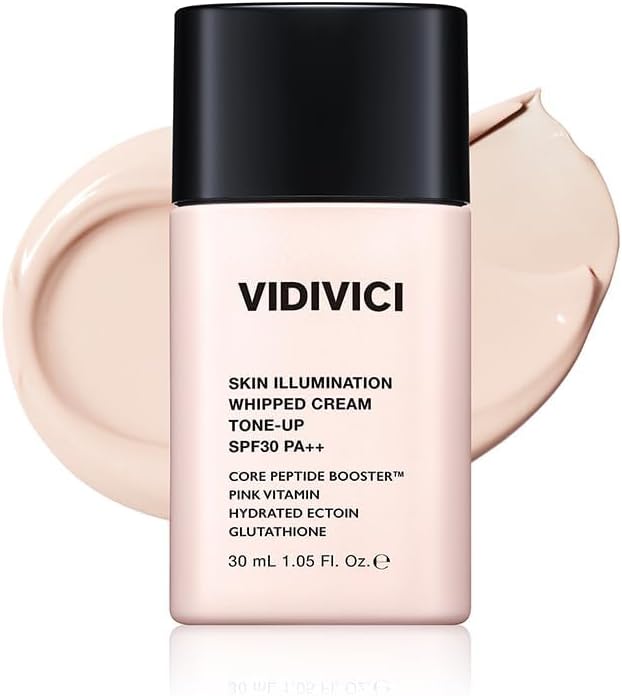 VIDIVICI Skin Illumination Whipped Cream Tone-Up SPF30 PA++ 30ml Korean Brightening Makeup Base with Lightweight Glow & Hydration