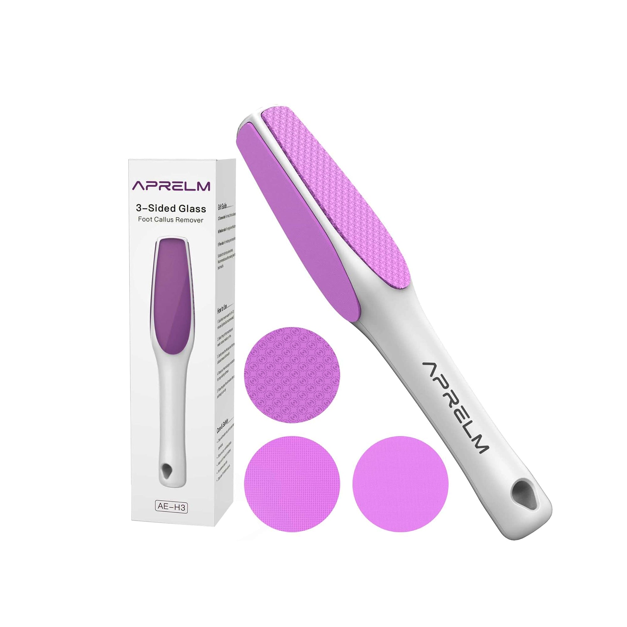 3-Sided Nano Glass Foot Callus Remover – Coarse, Medium & Fine Pedicure File, Pink