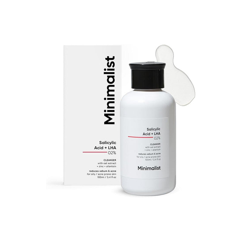 Minimalist 2% Salicylic Acid Face Wash 100ml for Oily Acne Prone Skin Sulphate Free Cleanser with LHA & Zinc