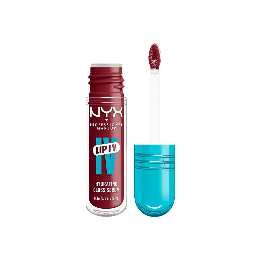 NYX Professional Makeup Lip IV Hydrating Gloss Stain, Lip Gloss, Up to 12HR Hydration, High Pigment, Wet Shine Finish, Blush Rush