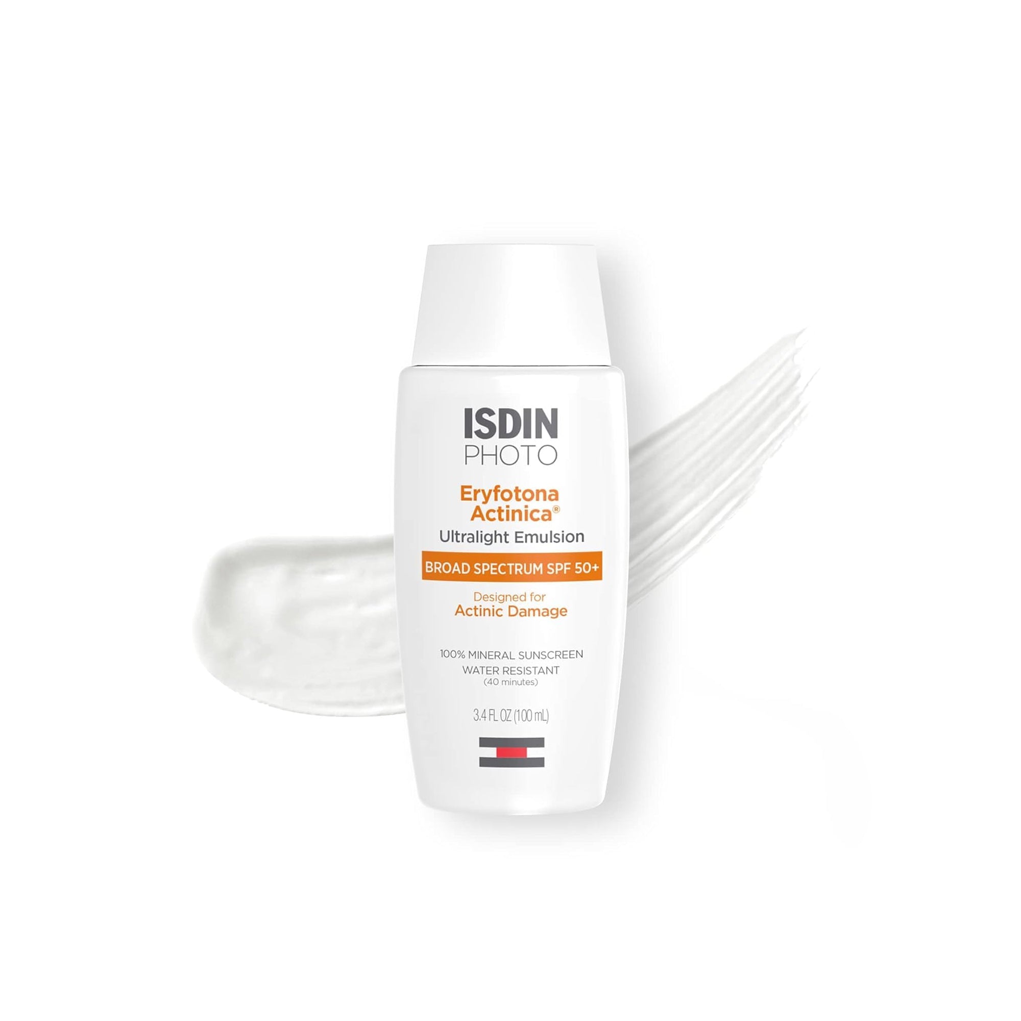 ISDIN Eryfotona Actinica SPF 50+ – واقي شمسي معدني 100%، للبشرة الحساسة، لا يترك آثارًا بيضاء