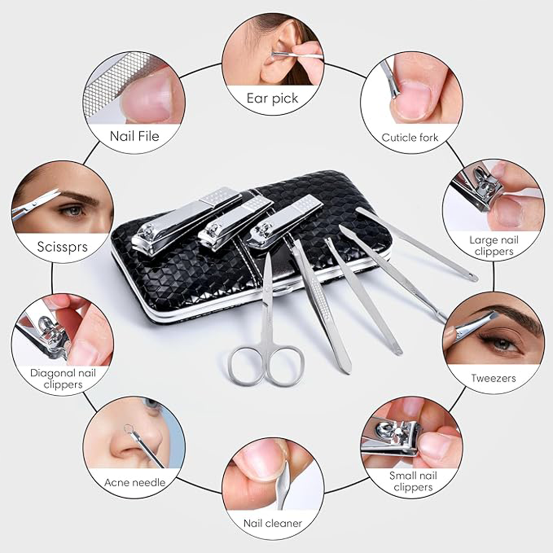 18-Piece Nail Clippers Set ƒ?? Stainless Steel Manicure & Pedicure Grooming Kit with Case