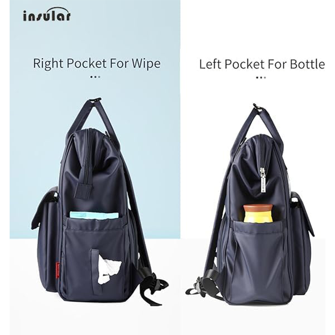 Insular 3-Way Diaper Bag Backpack with Stroller Hooks ƒ?? Navy Bear (Size L)