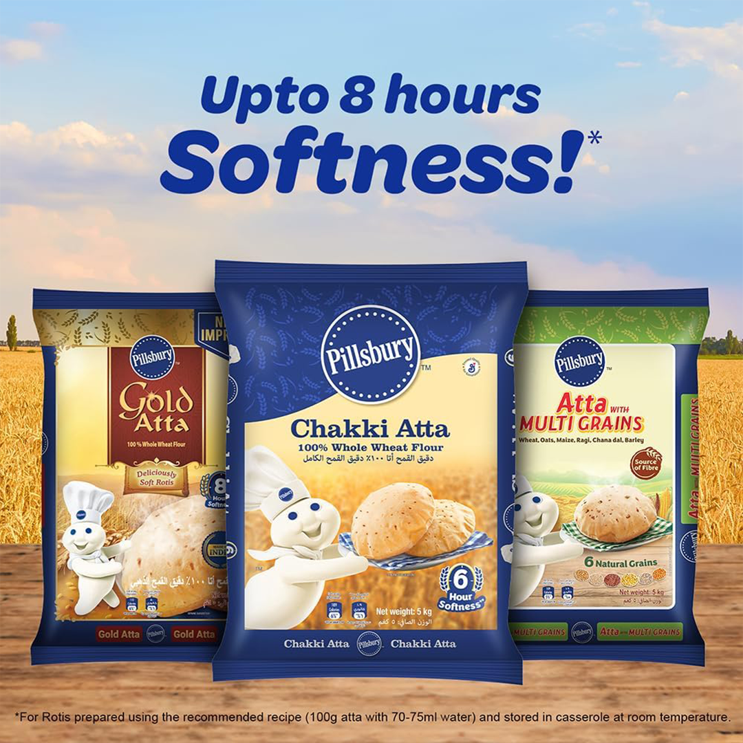 Pillsbury Chakki Atta 2kg Whole Wheat Flour for Roti Chapati Paratha and Daily Cooking