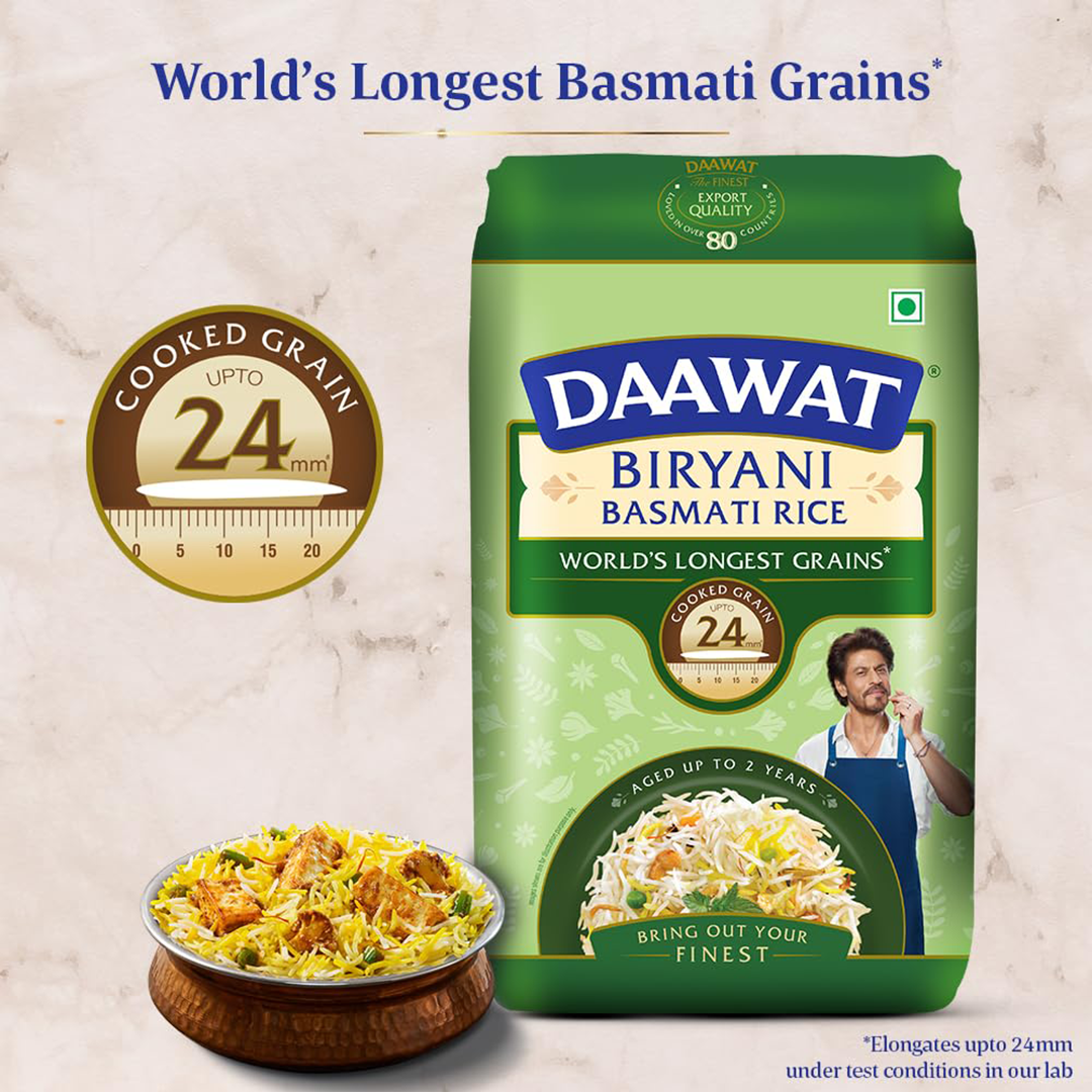 Daawat Biryani Basmati Rice 1kg Extra Long Grain Rice Aged Up To 2 Years for Biryani Mandi and Special Meals