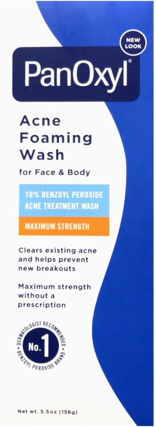 PanOxyl - Foaming Acne Wash, Maximum Strength Formula with 10% Benzoyl Peroxide 5.5 Ounce