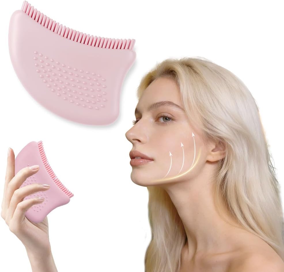 YOOJ Silicone Lymphatic Contour Face Brush Ergonomic Facial Massage Tool for Lymphatic Drainage, Chin, Face & Neck Sculpting