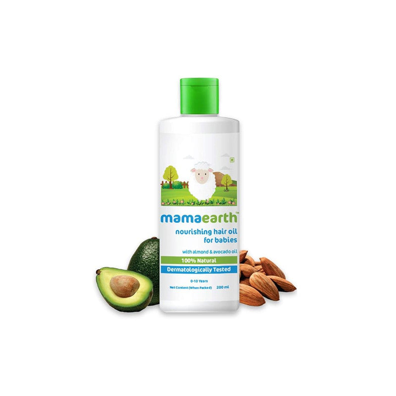Mamaearth Nourishing Baby Hair Oil 200ml with Almond Avocado & Coconut Oil for Hair Growth and Scalp Care for Newborns and Kids