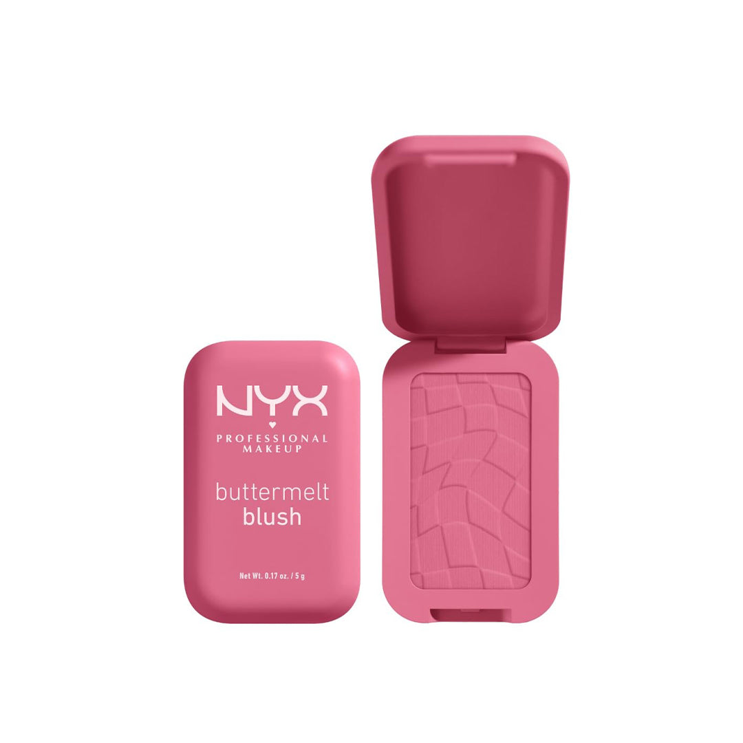 NYX PROFESSIONAL MAKEUP Buttermelt Powder Blush, Booming Pigment, Fade and Transfer-Resistant Blush, Up to 12 Hours Make Up Wear, Vegan Formula - For The Butta