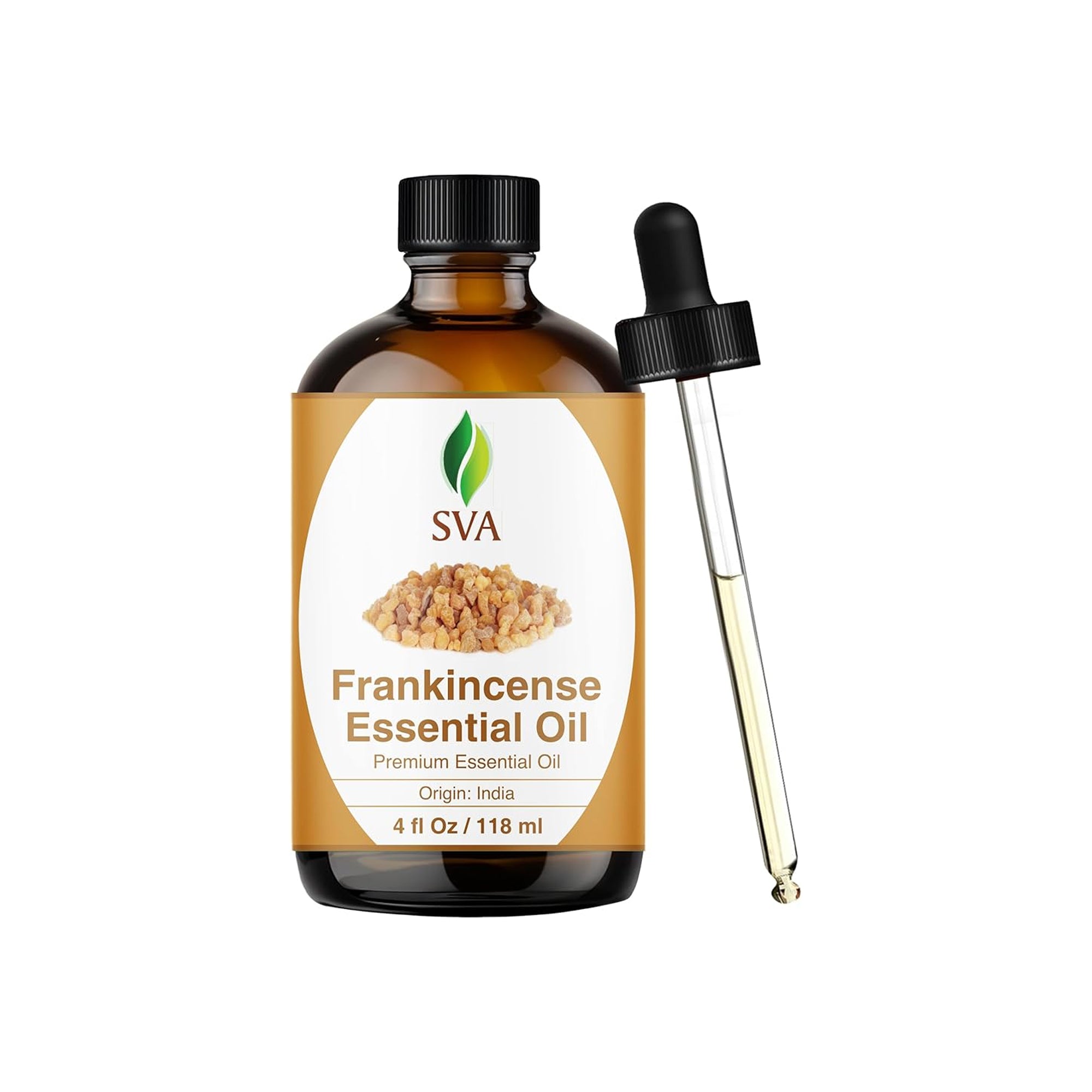 SVA Frankincense Essential Oil 4 fl oz 100% Pure Boswellia Serrata Oil with Dropper for Aromatherapy Skin Hair and Massage