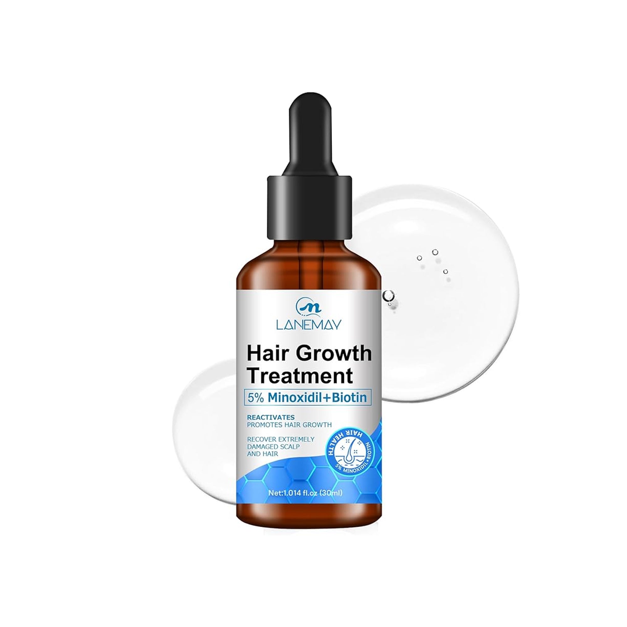 Minoxidil 5% Hair Growth Serum with Biotin Rosemary Vitamin E Anti Hair Fall Treatment for Men and Women