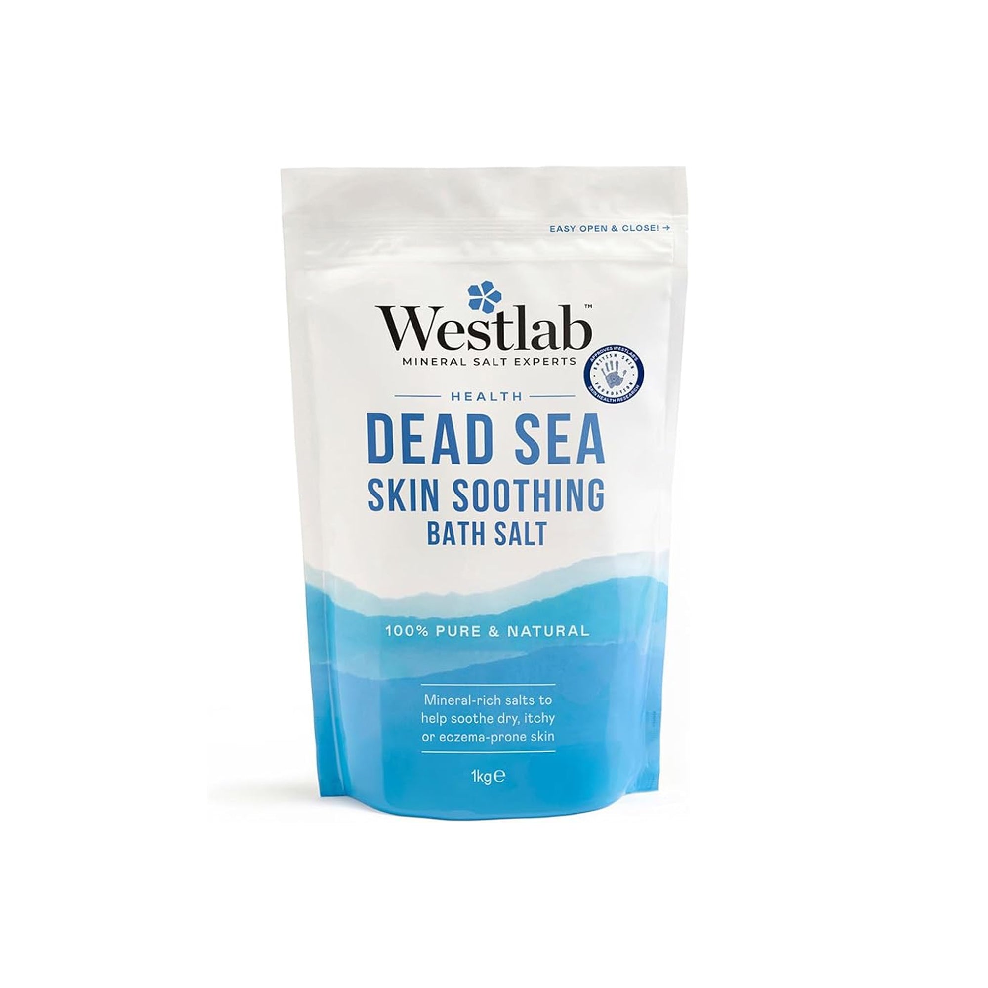 Westlab 100% Pure Dead Sea Salt 1kg Natural Bath Soak for Muscle Relief Relaxation and Skin Care