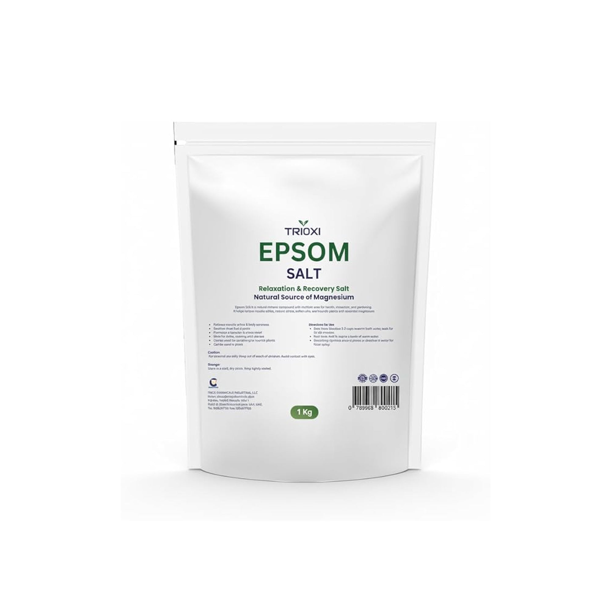 Trioxi Epsom Salt 1kg Pure Magnesium Sulfate Crystals Bath Soak for Relaxation Muscle Relief and Foot Care