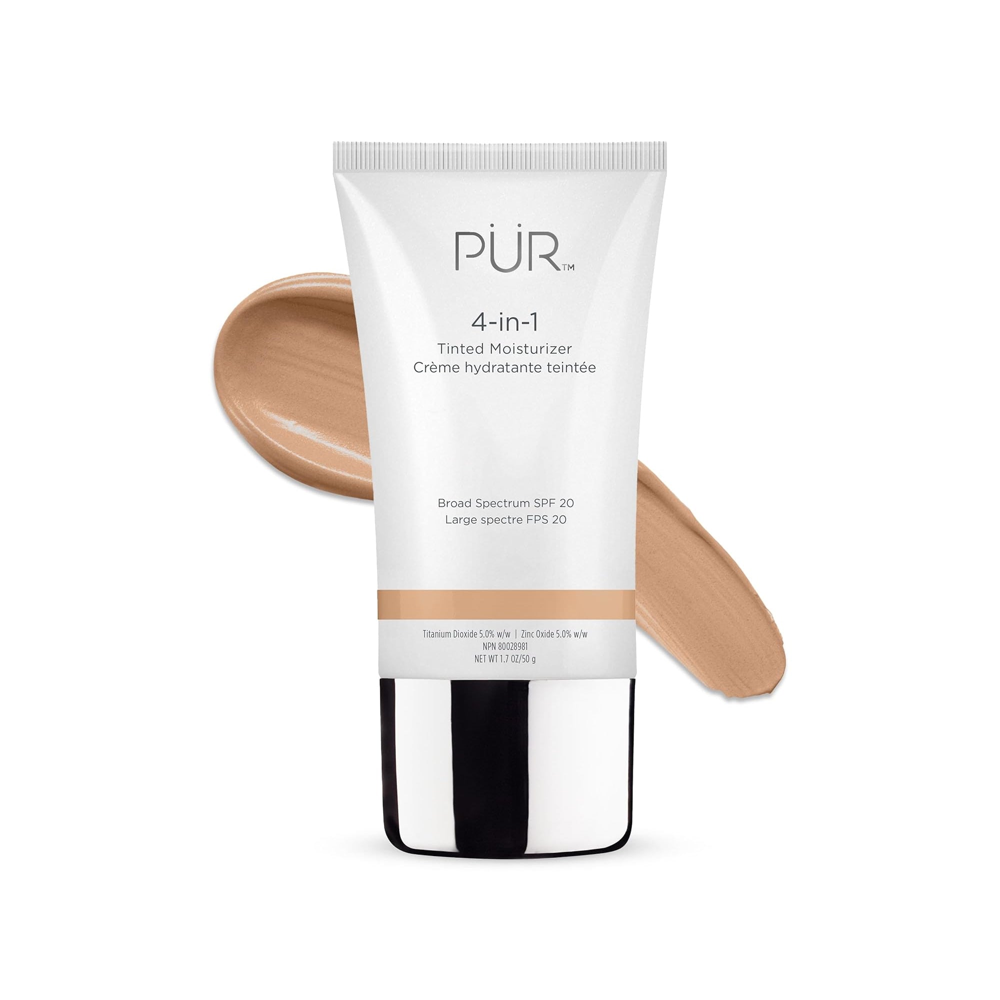 PÜR MINERALS 4-in-1 Tinted Moisturizer SPF 20 – Hydrating Moisturizer, Primer & Foundation, Vegan