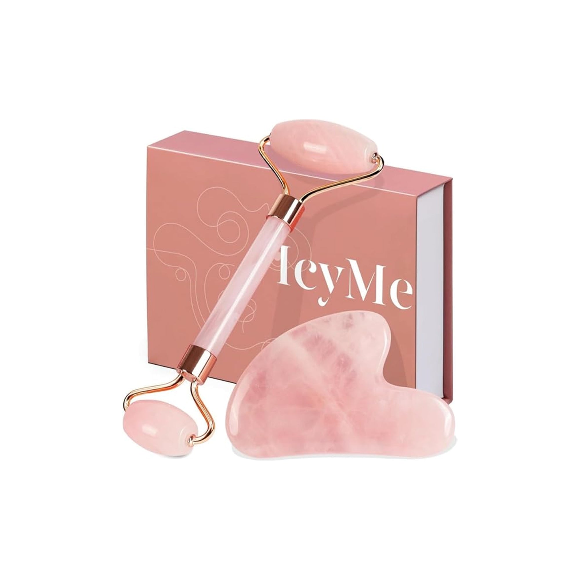 Rose Quartz Jade Roller & Gua Sha Set Facial Beauty Tools for Face Eye Neck Massage Anti Wrinkle Skin Care