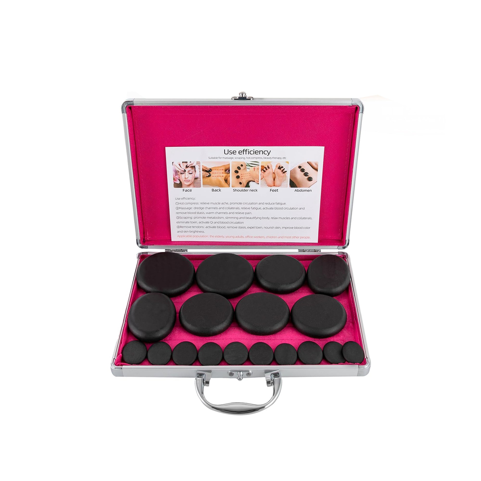 Arabest 16pcs Basalt Hot Stone Set Heater Box Massage Stones Kit Relieve Stress Back Pain