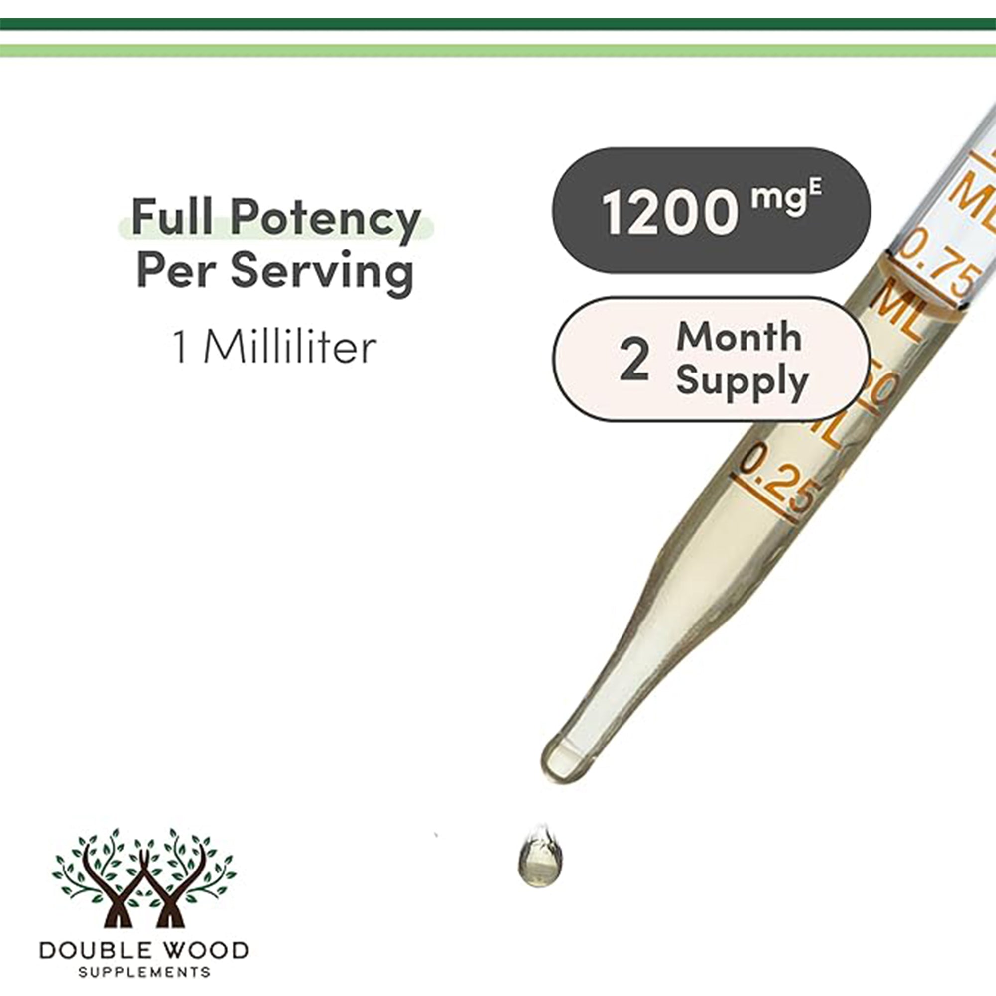Double Wood Organic Ashwagandha Drops | 1200mg Tincture for Stress Relief