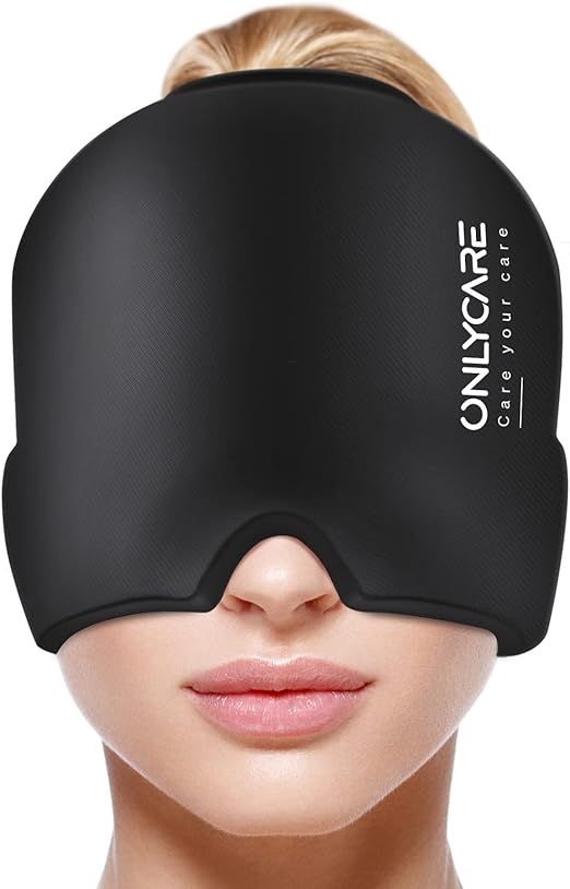 ONLYCARE Upgraded Odorless Headache Hat for Migraine Relief, Migraine Ice Head Wrap, Migraine Relief Cap, Black