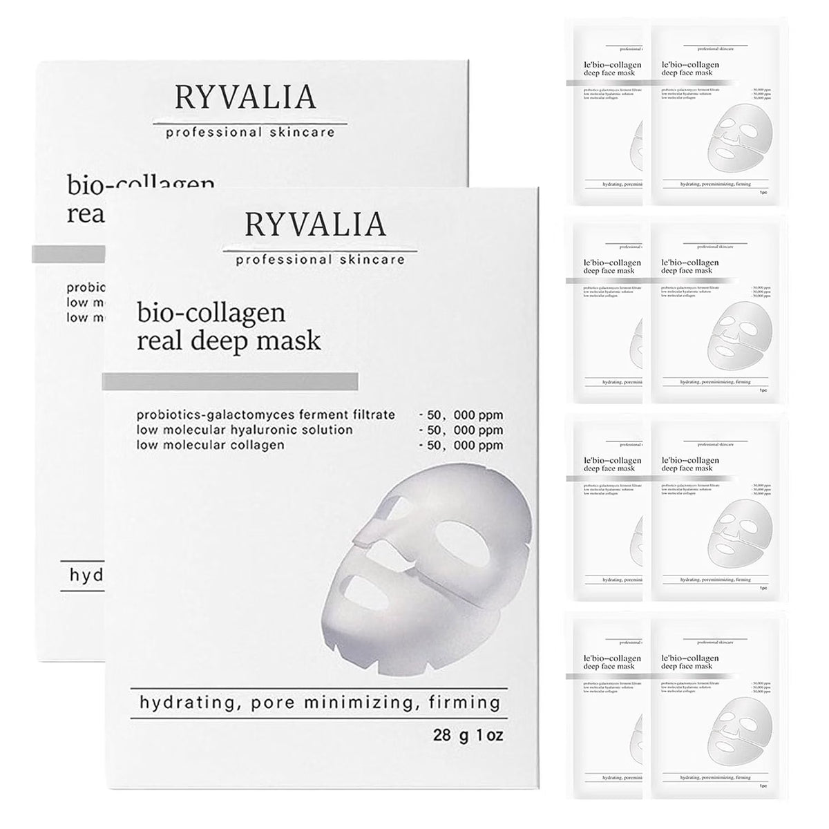 RYVALIA Bio-Collagen Real Deep Mask | Deep Hydrating & Pore Refining Sheet Mask (1 Box / 2 Boxes)