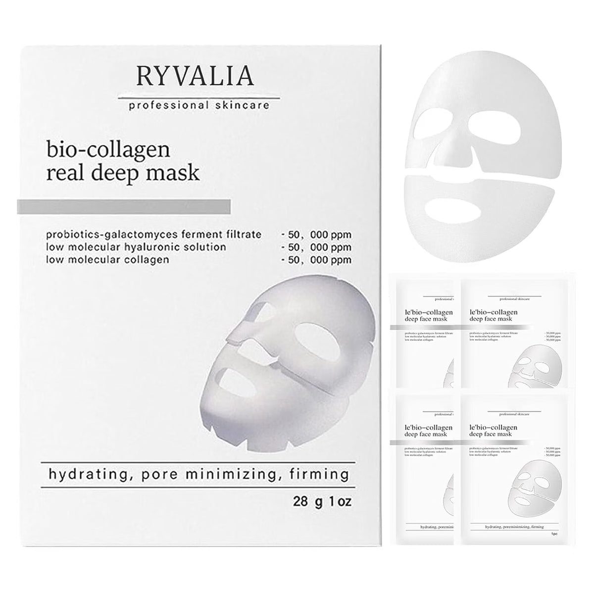 RYVALIA Bio-Collagen Real Deep Mask | Deep Hydrating & Pore Refining Sheet Mask (1 Box / 2 Boxes)