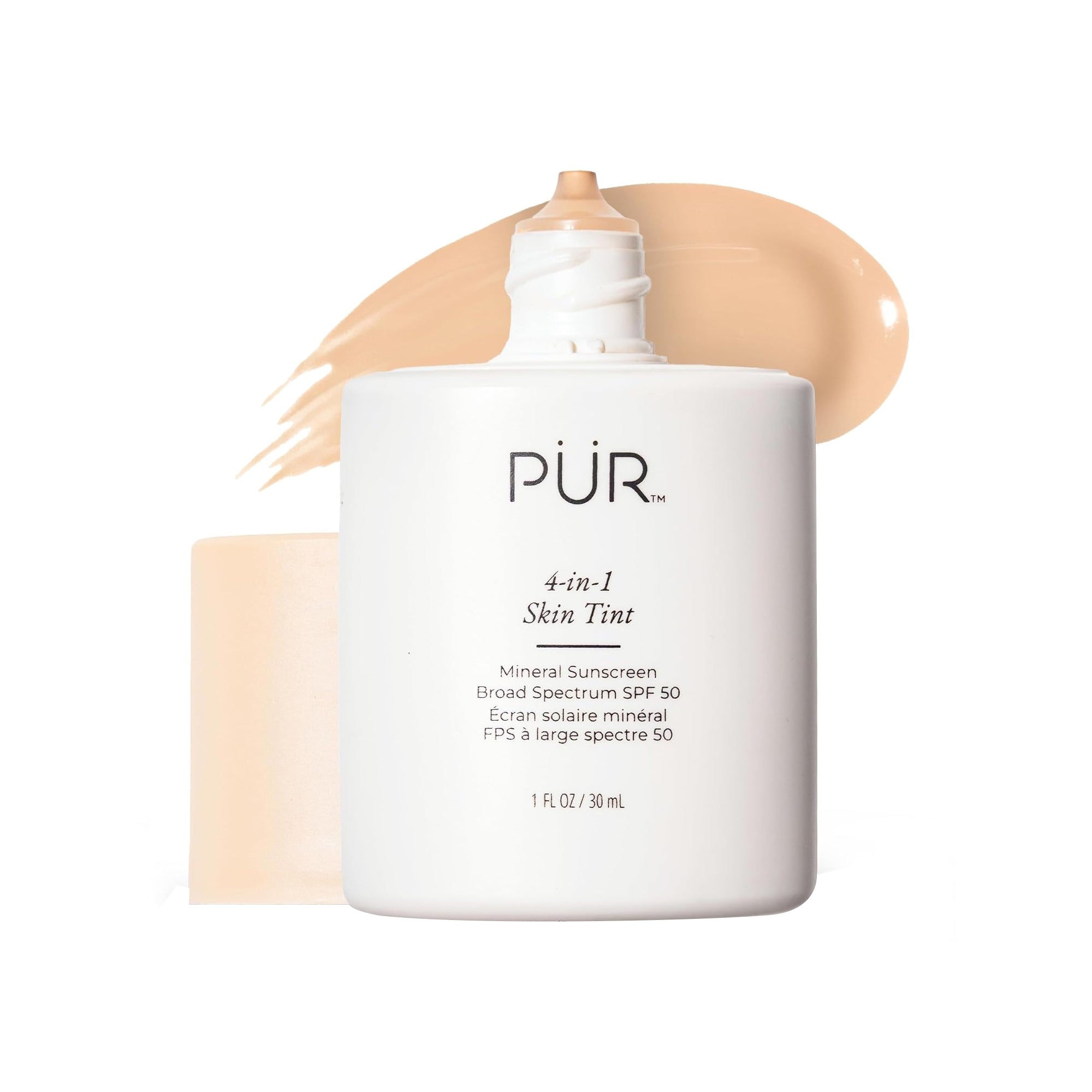 PÜR MINERALS 4-in-1 Tinted Sunscreen SPF 50 – Mineral Sunscreen, Moisturizer, Primer & Foundation