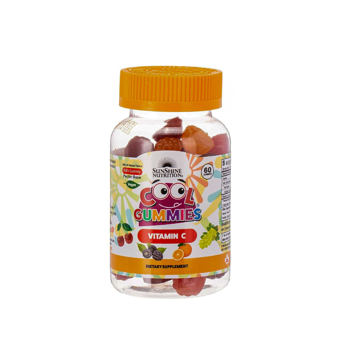 Sunshine Nutrition Cool Gummies With Vitamin C For Kids, 60 Gummies | 100% All Natural Flavor | Gluten Free