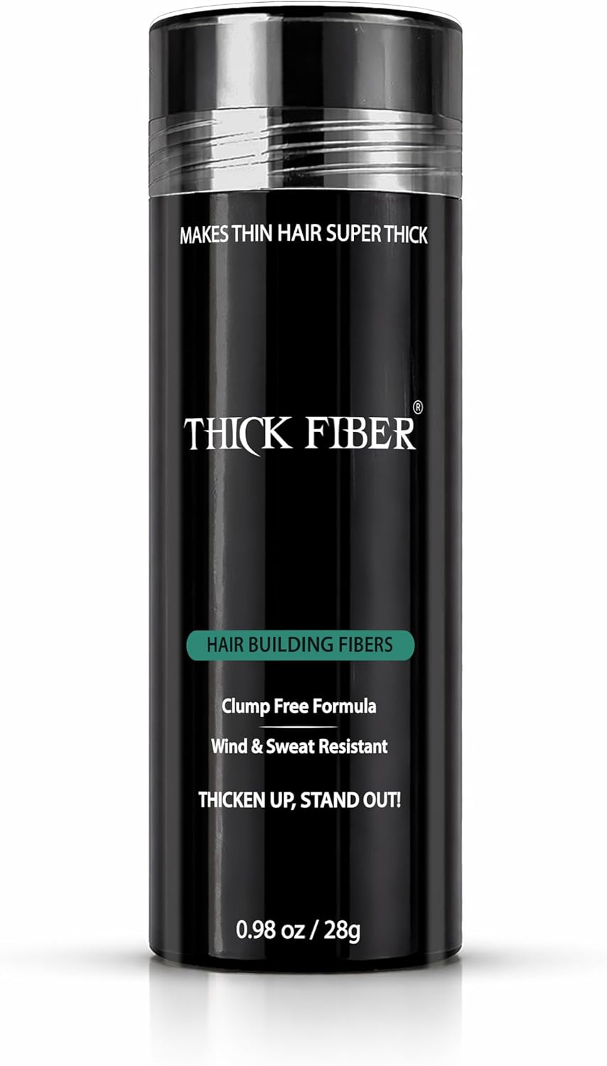THICK FIBER Hair Building Fibers Black 28g Hair Loss Concealer Powder for Thinning Hair, Bald Spots & Fuller-Looking Hair