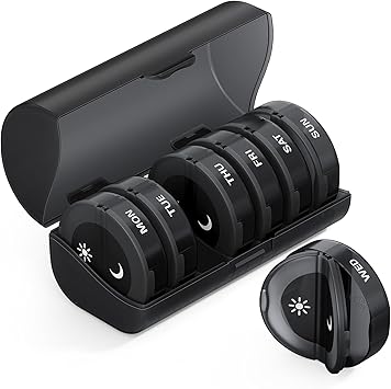 TookMag Weekly AM PM Pill Organizer – 7 Day Large Capacity Pill Box, Black