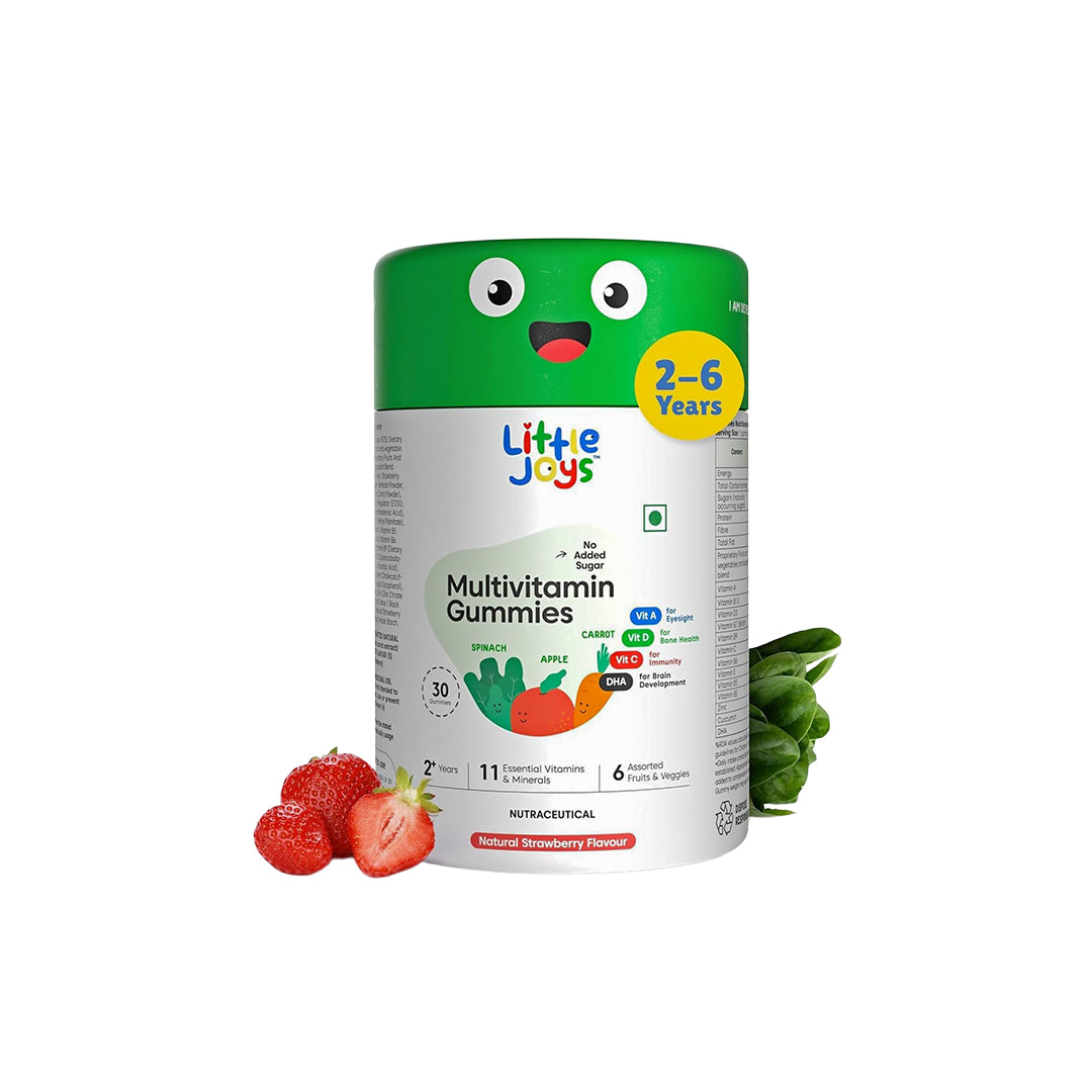 Little Joys Multivitamin Gummies for Kids (2-6 years) for Better Immunity & Bone Density | 30 Days Pack | No Sugar Added | Natural Strawberry Flavour |...