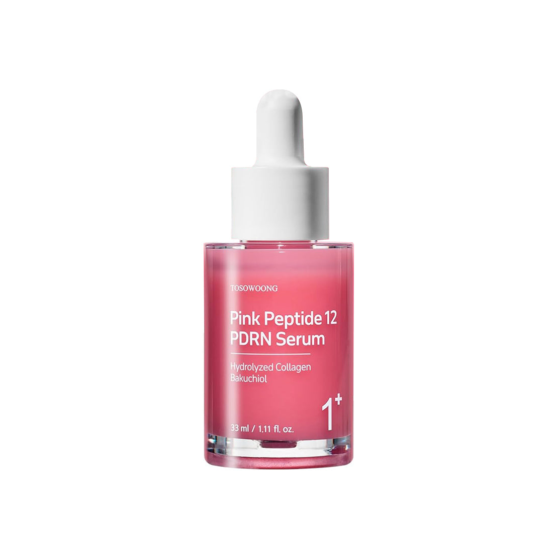 TOSOWOONG Pink Peptide 12 PDRN Serum With Salmon DNA PDRN 10,320ppm, 12 Peptides, Niacinamide, Skin Glow, Hydrating, Moisturizing, Elasticity Support, Even Skin Tone, Korean Skincare, 33ml, 1.11 fl.oz